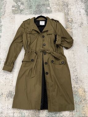 Belle & bloom Olive Green Drawstring Trench Coat